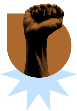 A collage showing the Black power salute