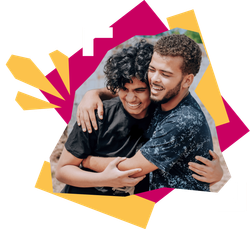 Two people embracing warmly