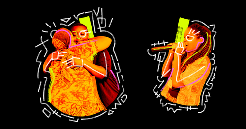 Two images of Black people showing the new visual treatment for image assets.