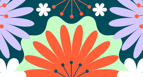 A colourful collage of flower vector images from hypha's brand